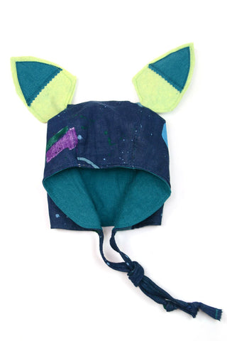 Bonnet with Removable Ears - Nani Iro Blue