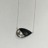Large Petal Black and White Gold Necklace