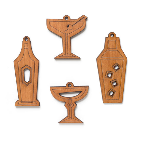 Drinks Wood Ornaments- Set of 4