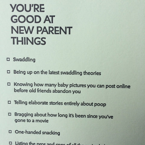 Good at New Parent Things Letterpress Card