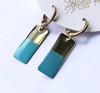 Brass Geometric Earrings - Turquoise