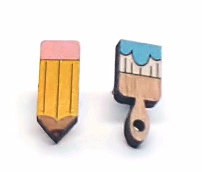 Pencil and Paintbrush Studs