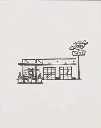 Service Station Letterpress Art Print