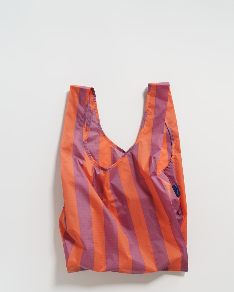 Baggu Reusable Bag - Stripe - Orange and Mauve