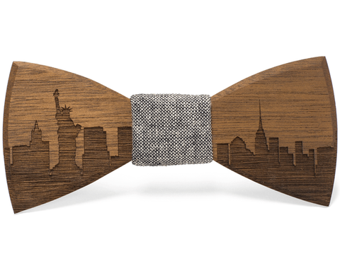 New York Skyline Wooden Bow Tie