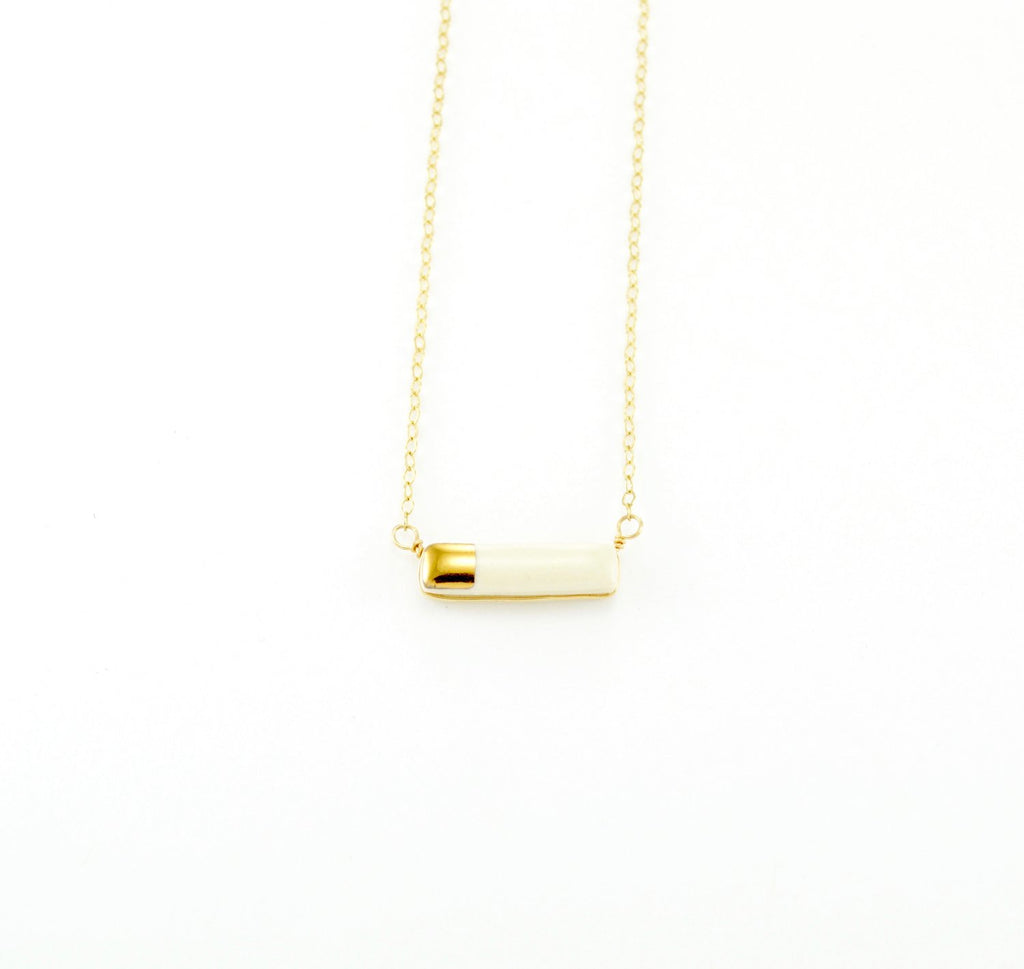 Teeny Reed Gold and White Necklace