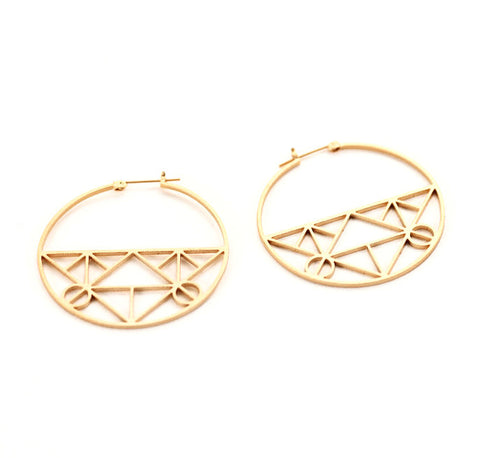 Geometric Hoops Earrings - Gold