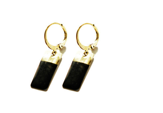 Brass Geometric Earrings - Black