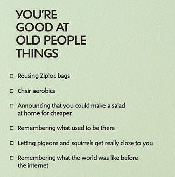 Old People Things Letterpress Card