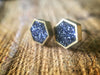 Brass and Glitter Hex Studs - Charcoal