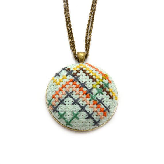 Stitched Geometric Necklace