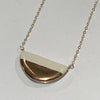 Large Half Pebble White and Gold Necklace
