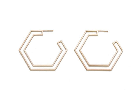 Gold Double Hex Studs