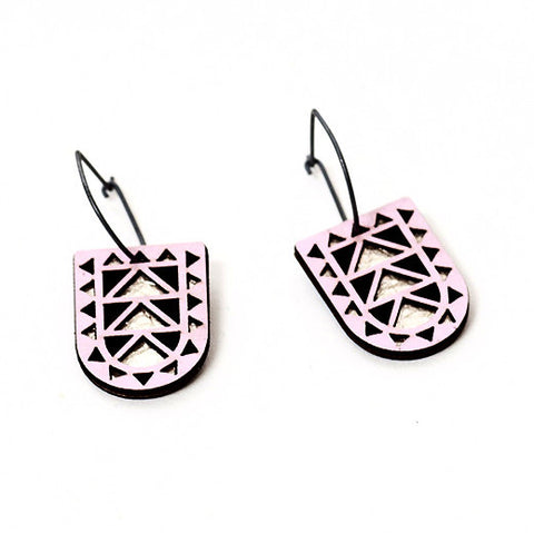Pink Wood Portal Earrings